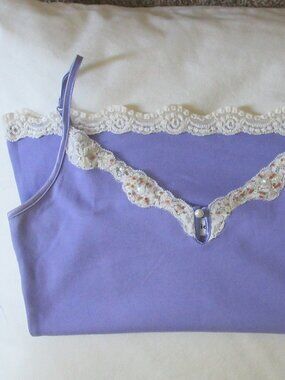 Energie Sz L Lavender Purple Stretch Cropped Beaded Camisole Tank w. Lace